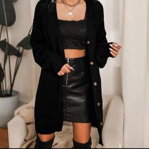 Solid Drop Shoulder oversized Cardigan